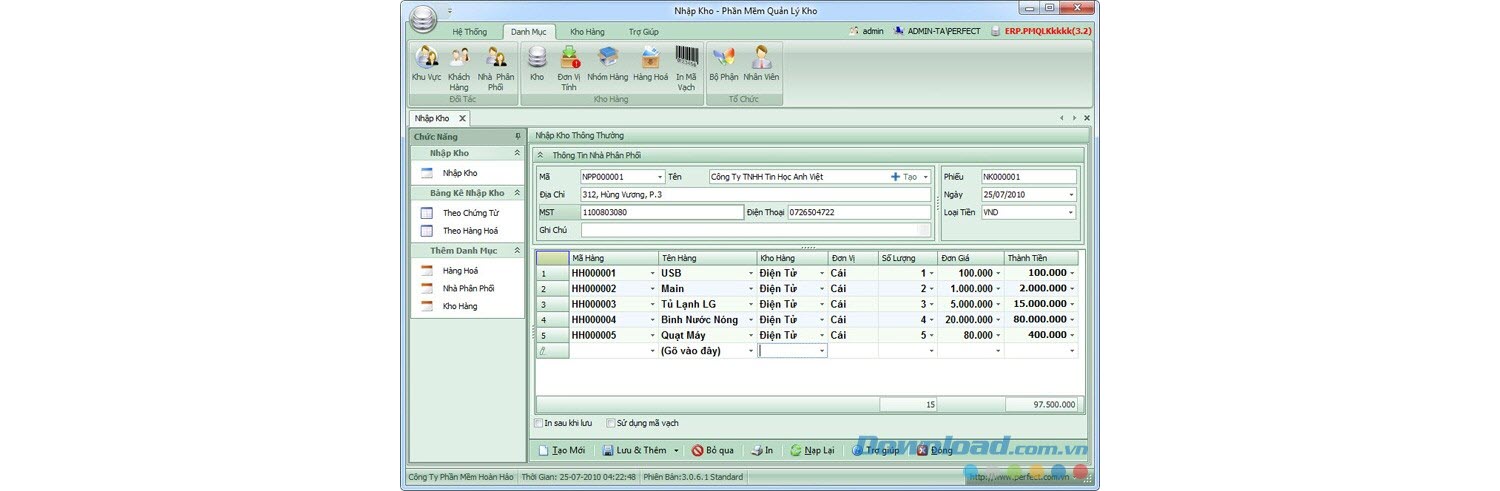 quản lý kho bẳng phần mềm perfect warehouse